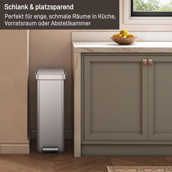 EKO Hudson 50 L Mülleimer mit Soft-Close-Deckel, schlanker Abfalleimer für Küche oder Zuhause, platz