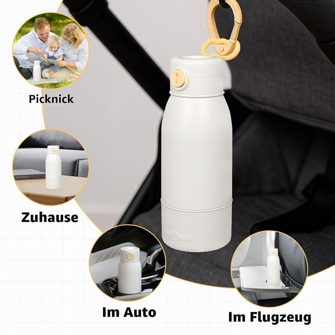 Tragbarer Flaschenwärmer Baby Unterwegs - Grosse 500ml Kapazität, Pasteurisierung, Kindersicherung g