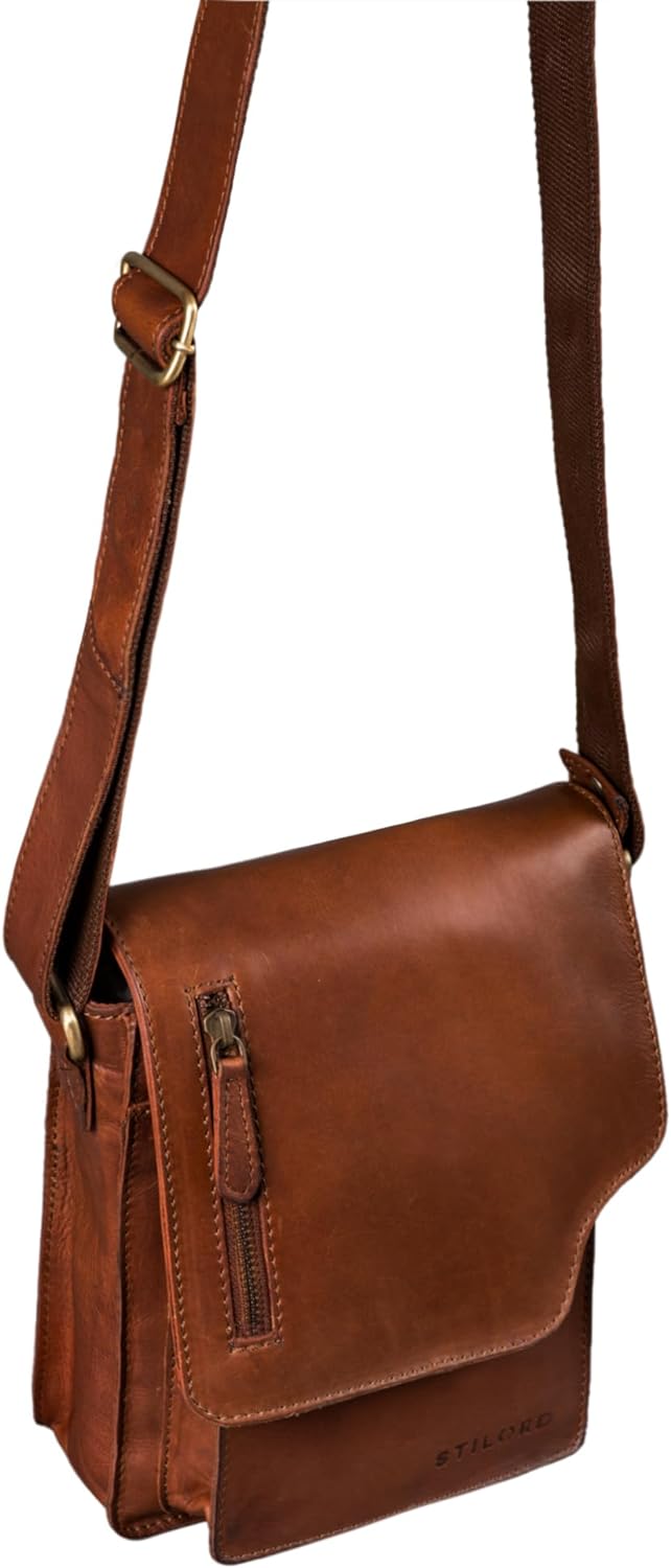 STILORD 'Pete' Umhängetasche Leder klein Männer Schultertasche Vintage Messenger Bag Herren 8,4 Zoll