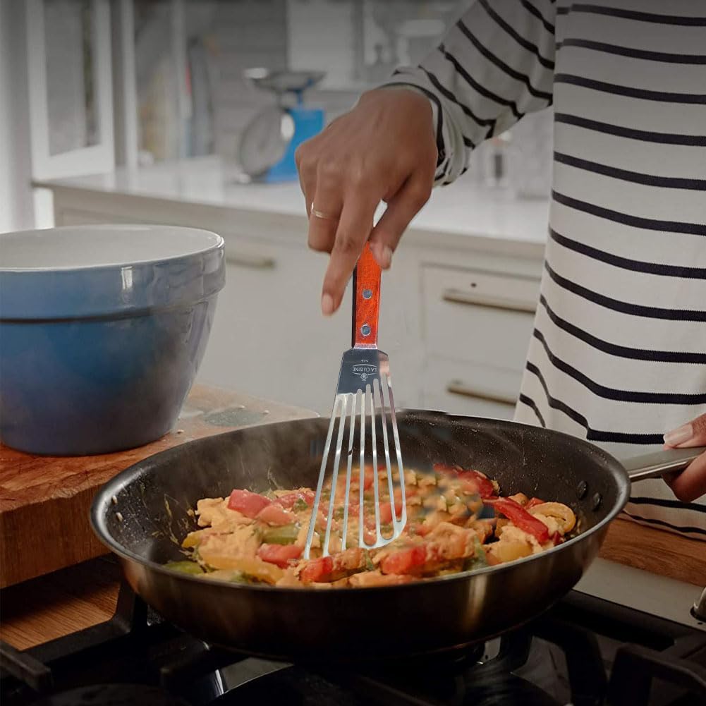 La Cuisine Pfannenwender Edelstahl mit Schlitzen zum Wenden von Fischen Fleischeiern Pfannkuchen Abg