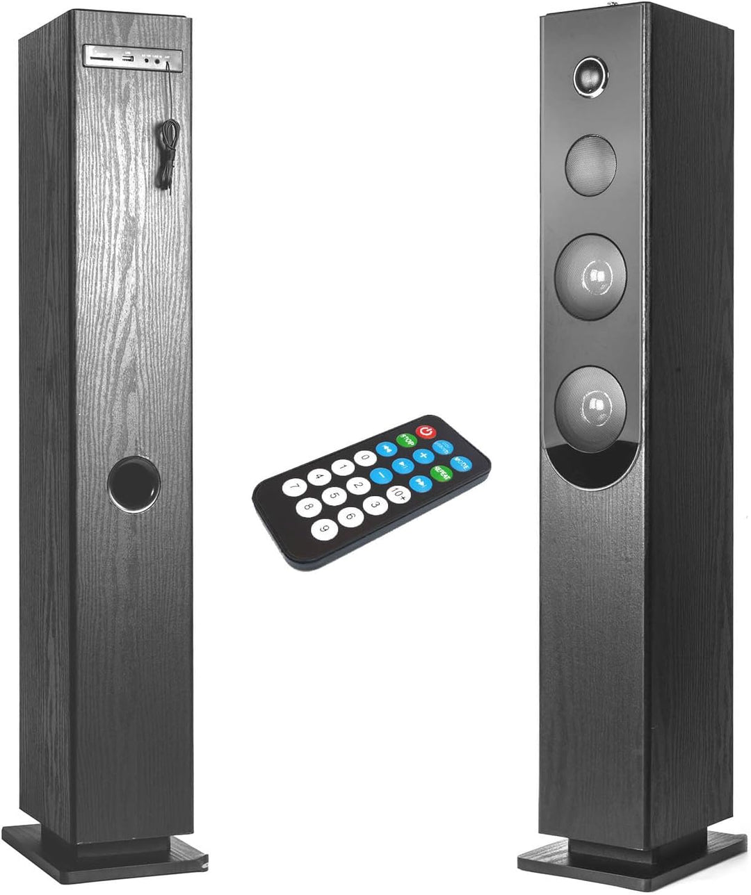 Soundturm mit Blacktower-CD-Player, Bluetooth, FM-Radio und USB, 100 W, Fernbedienung, Lichtspiel, 2
