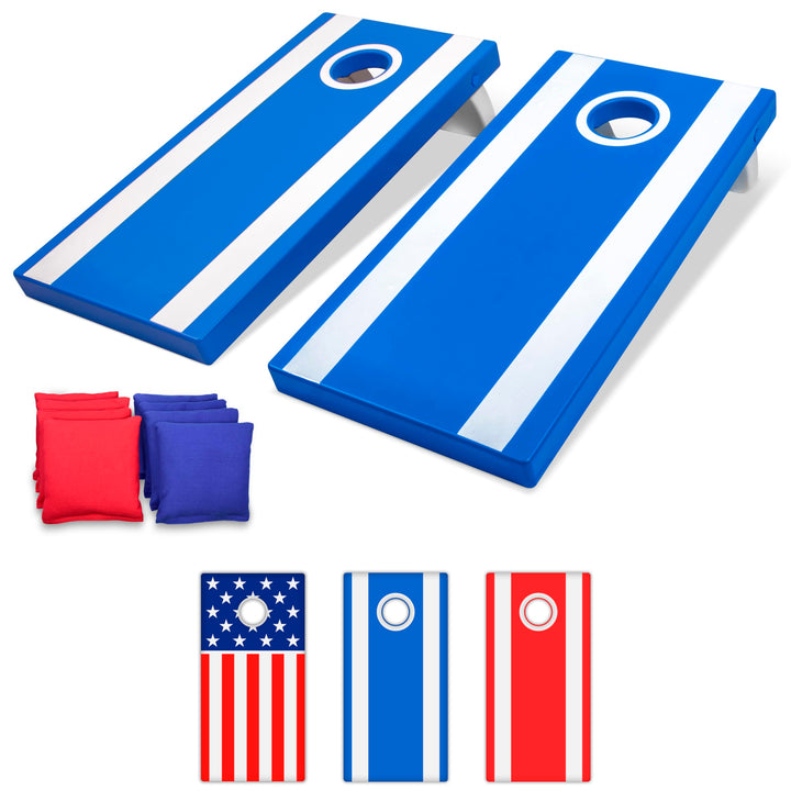 GoSports 1,2 x 0,6 m Allwetter-Cornhole Boards – Amerikanische Flagge, rot oder blau – Spielset enth
