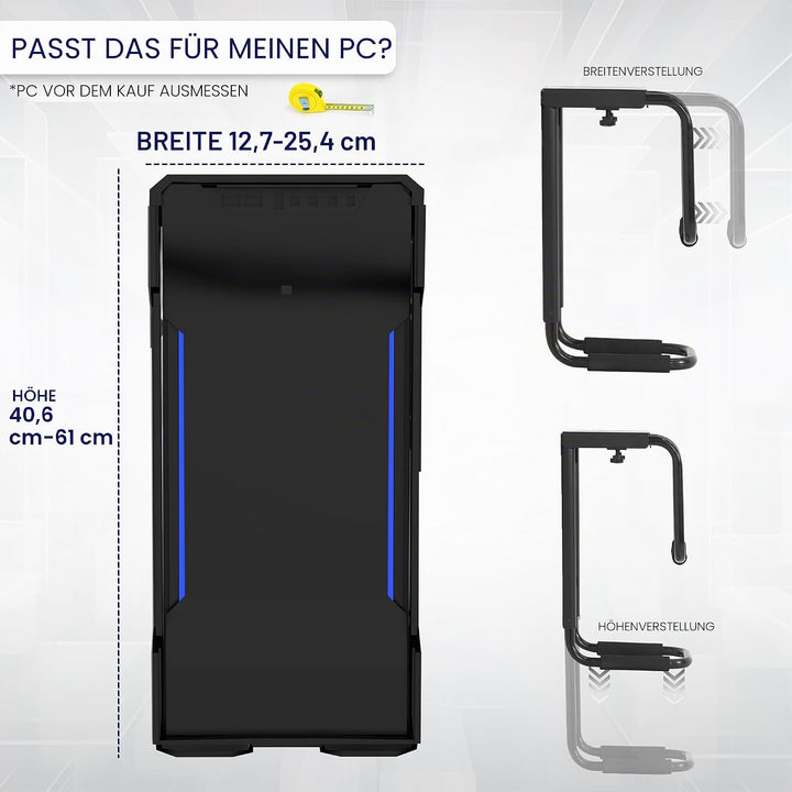 VIVO Robuste verstellbare PC-Halterung für den Schreibtisch, Computer-CPU-Halterung mit sicherer Ver