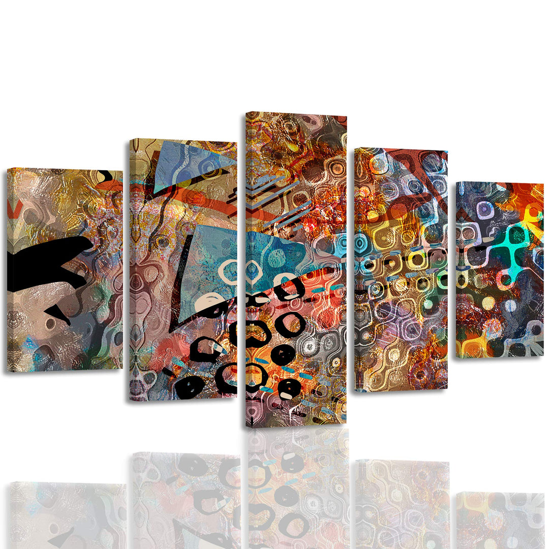 Feeby Leinwandbild 5-teilig Abstrakt Bild Wanddeko Grafik Design mehrfarbig 150x100 cm Leinwandbild