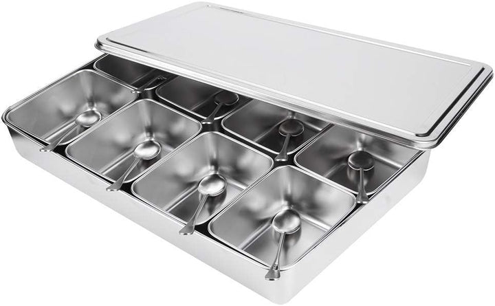 Fdit 8 Raster Aluminium-Legierung Gewürzbox, Gewürzbehälter Gewürzglas Küchenutensilien für Gewürze,
