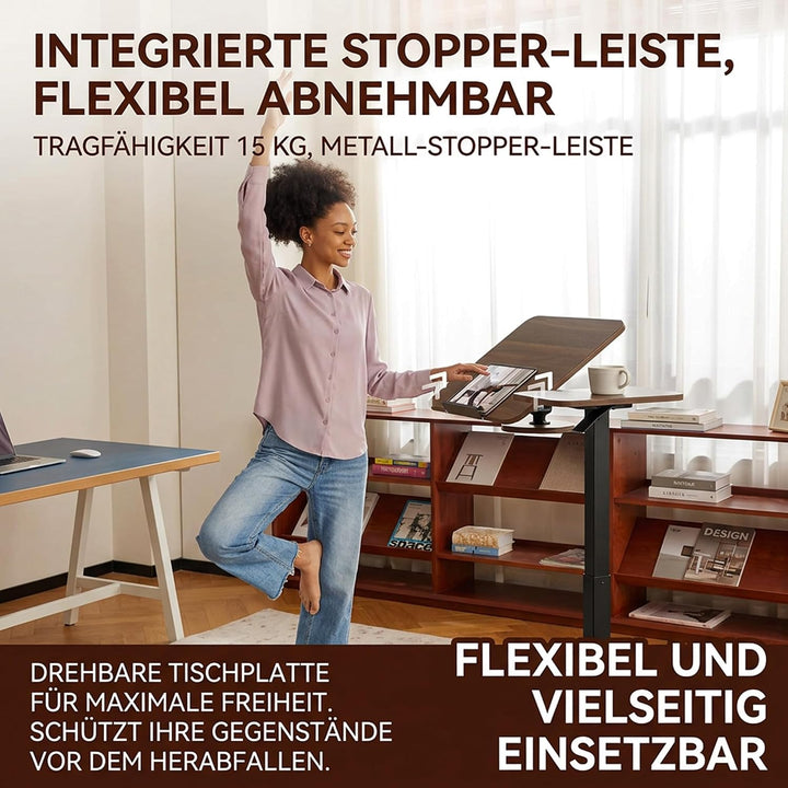 MUSSO AnyDesk-D5 Mobiler Steh-Sitz-Schreibtisch, höhenverstellbar 68-108cm, Laptoptisch mit Gasdruck