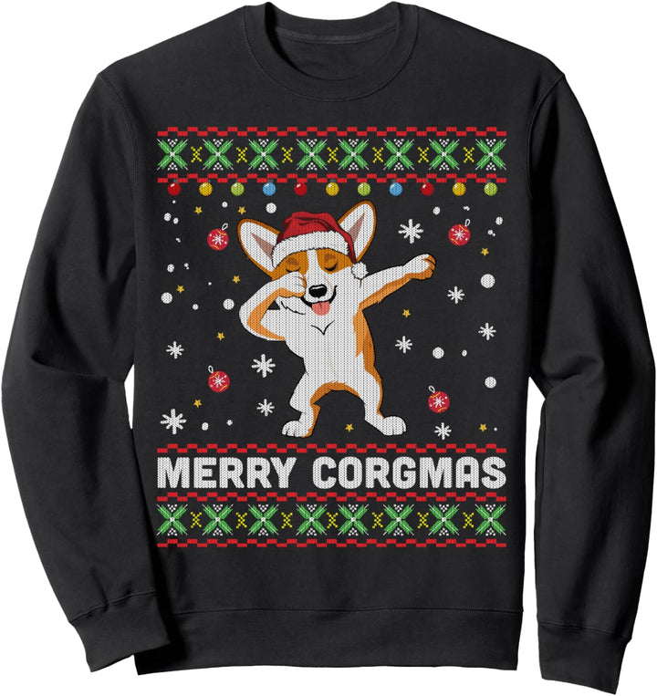 Dabbing Corgi Dog Merry Corgmas Weihnachten hässlicher Pullover Sweatshirt