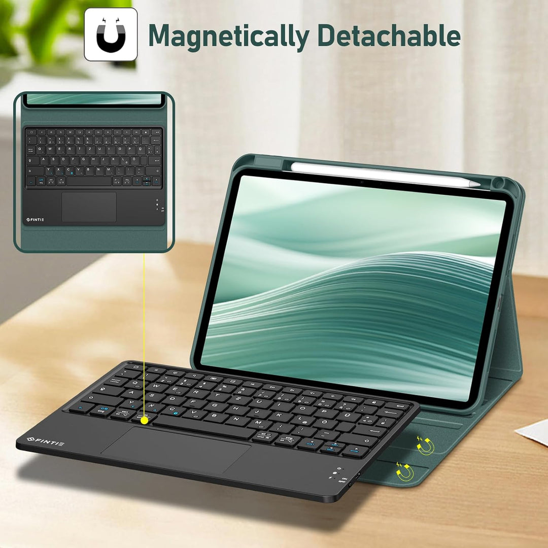 FINTIE Tastatur Hülle für iPad Pro 11 Zoll 2025/2024 (M5/M4), Soft TPU Rückseite Schutzhülle mit Sti