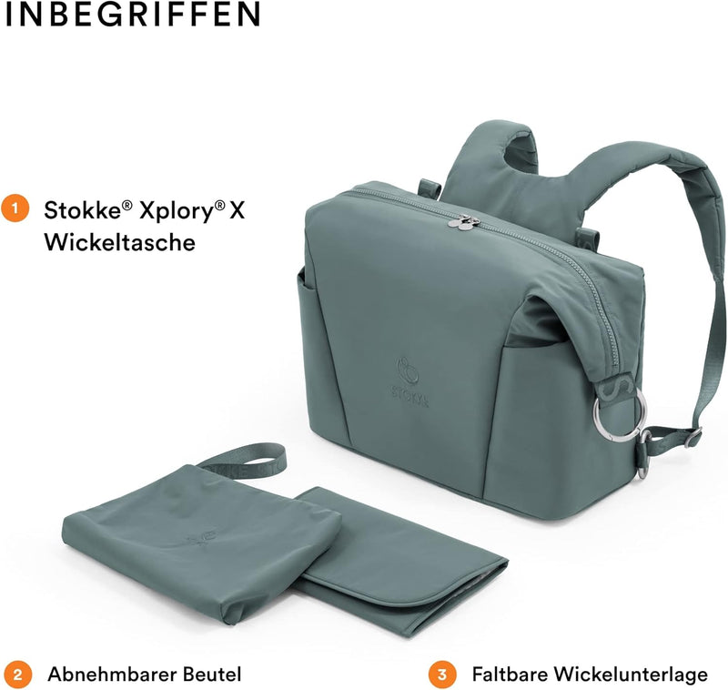 Stokke Xplory X Wickeltasche – Trageoption als Schultertasche oder Rucksack – Inklusive faltbarer Wi