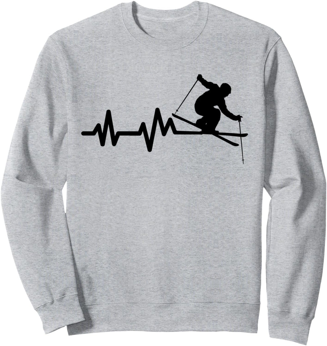 Skifahrer Herzschlag Skifahren Ski Sweatshirt