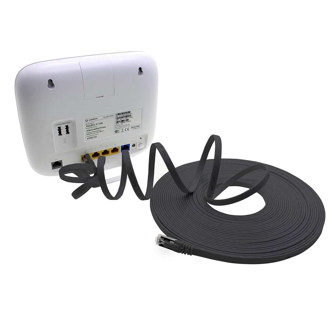 1aTTack.de 10m - schwarz - 5 Stück Cat7 Flachkabel Netzwerkkabel Cat 7 Rohkabel Gigabit Lan (10Gbit/