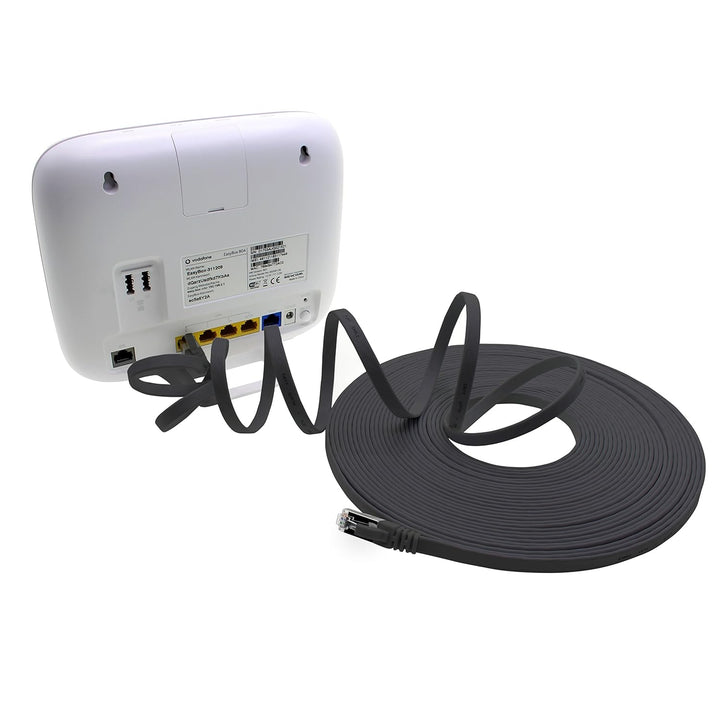 5m - schwarz - 10 Stück Cat7 Flachkabel Netzwerkkabel Cat 7 Rohkabel Gigabit Lan (10Gbit/s) Flachban