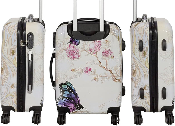 Bowatex Reisekoffer Schmetterling Creme Grosser 115 Li hübsche Motiv Koffer 77 cm