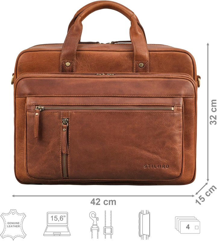 STILORD "Ace Aktentasche Leder Herren Damen Gross Business Tasche Echtleder Vintage für Laptop 15,6
