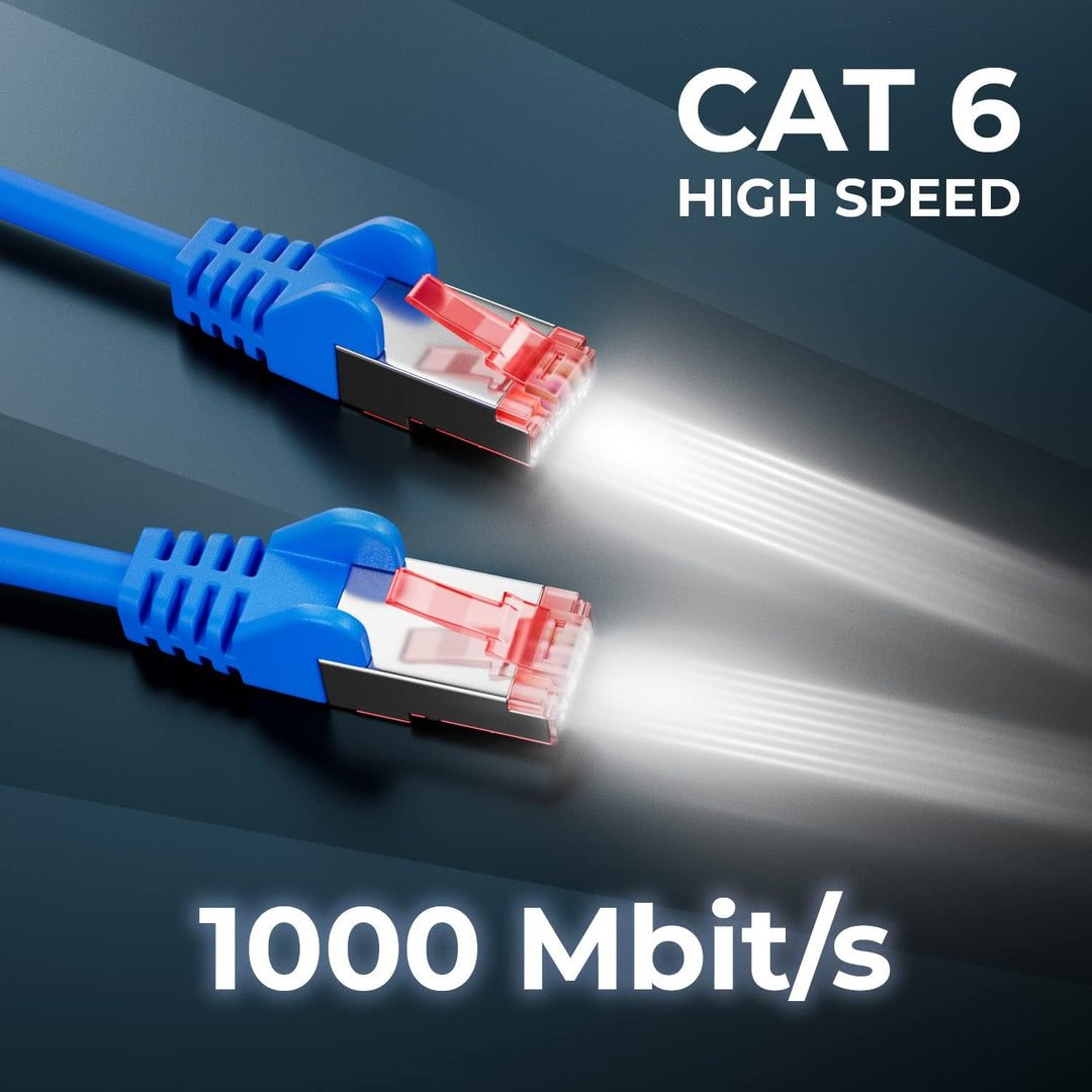 deleyCON 50m CAT6 Patchkabel S/FTP PIMF Schirmung CAT-6 RJ45 Netzwerkkabel Ethernetkabel LAN DSL Swi