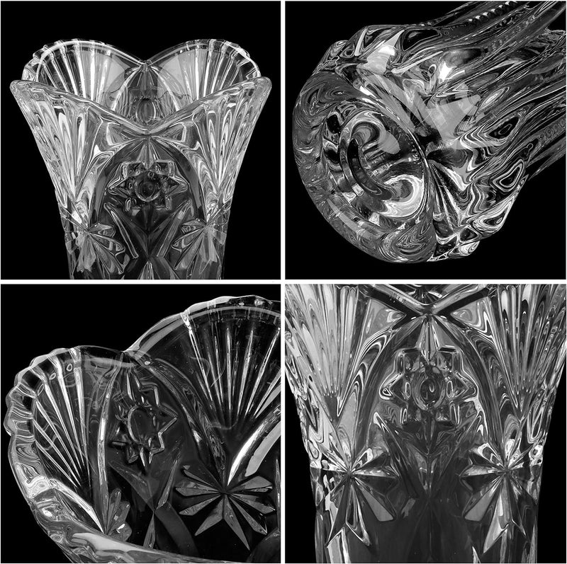 Kurtzy Blumen Vasen Set Kristall Glasvase Rund (2er Pack) 24,5 cm Hohe Vase - Moderne Dekorative Mel