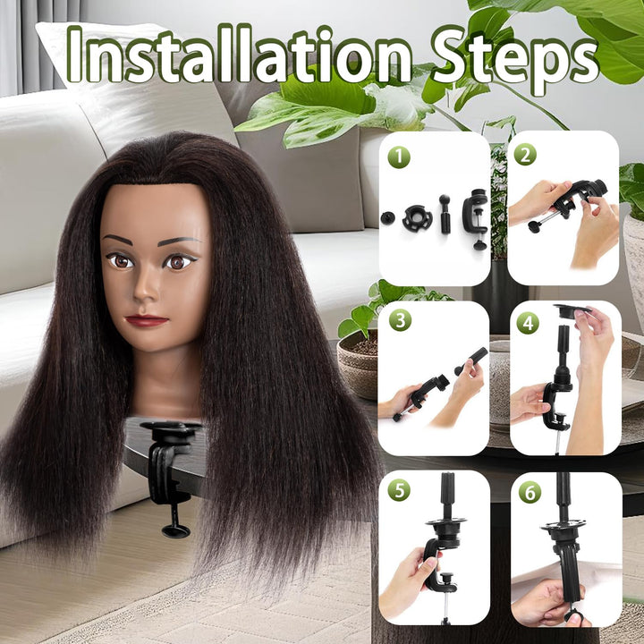 Mannequinkopf mit menschlichem Haar 18'' Kosmetologie Mannequinkopf mit 100% echtem menschlichem Haa