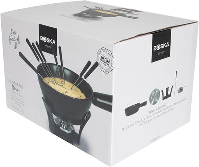 Boska Fondue-Set Nero L/für grosse Gesellschaften / 2,2 L/Keramik/Gusseisen/Schwarz 23 x 32 x 20 cm,