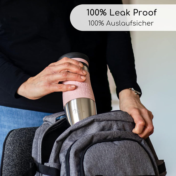 Milu Thermobecher 370ml 450ml Isolierbecher Kaffeebecher to go - 100% Auslaufsicher - Trinkbecher au