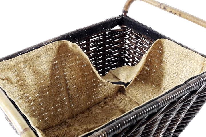 Kobolo Kaminholzkorb Holzkorb für Kaminholz -aus Rattan Krabu ausgestattet mit Leinen