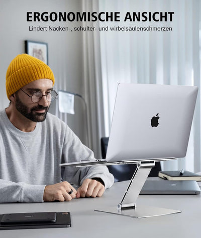 Glangeh Laptop Ständer Höhenverstellbar, Ergonomischer, Tragbarer Notebook Ständer für Schreibtisch,