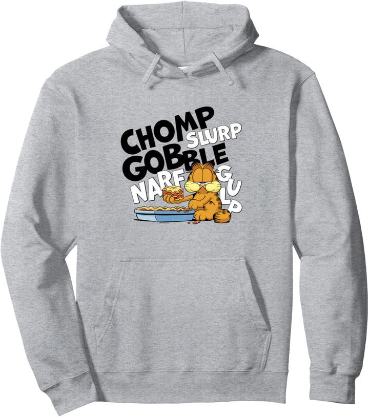 Garfield Eating Lasagna Chomp Gobble Gulp Slurp Pullover Hoodie