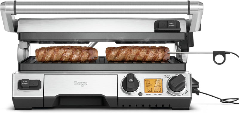 Sage Appliances SGR840 the Smart Grill Pro, Gebürstetes Edelstahl Mit abnehmbaren Antihaft-Grillplat