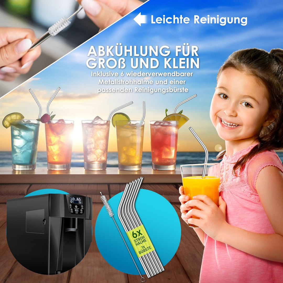 KESSER® Eiswürfelbereiter | Eiswürfelmaschine Edelstahl | 100W Ice Maker | 12 kg 24 h | 2 Würfelgrös