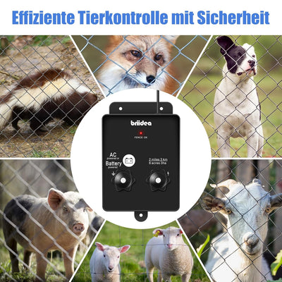 HEFC-04DE 230V Weidezaungerät, Briidea 2-Meile 8 Acres 2-in-1 Elektrischer Zaunladegerät betrieben v