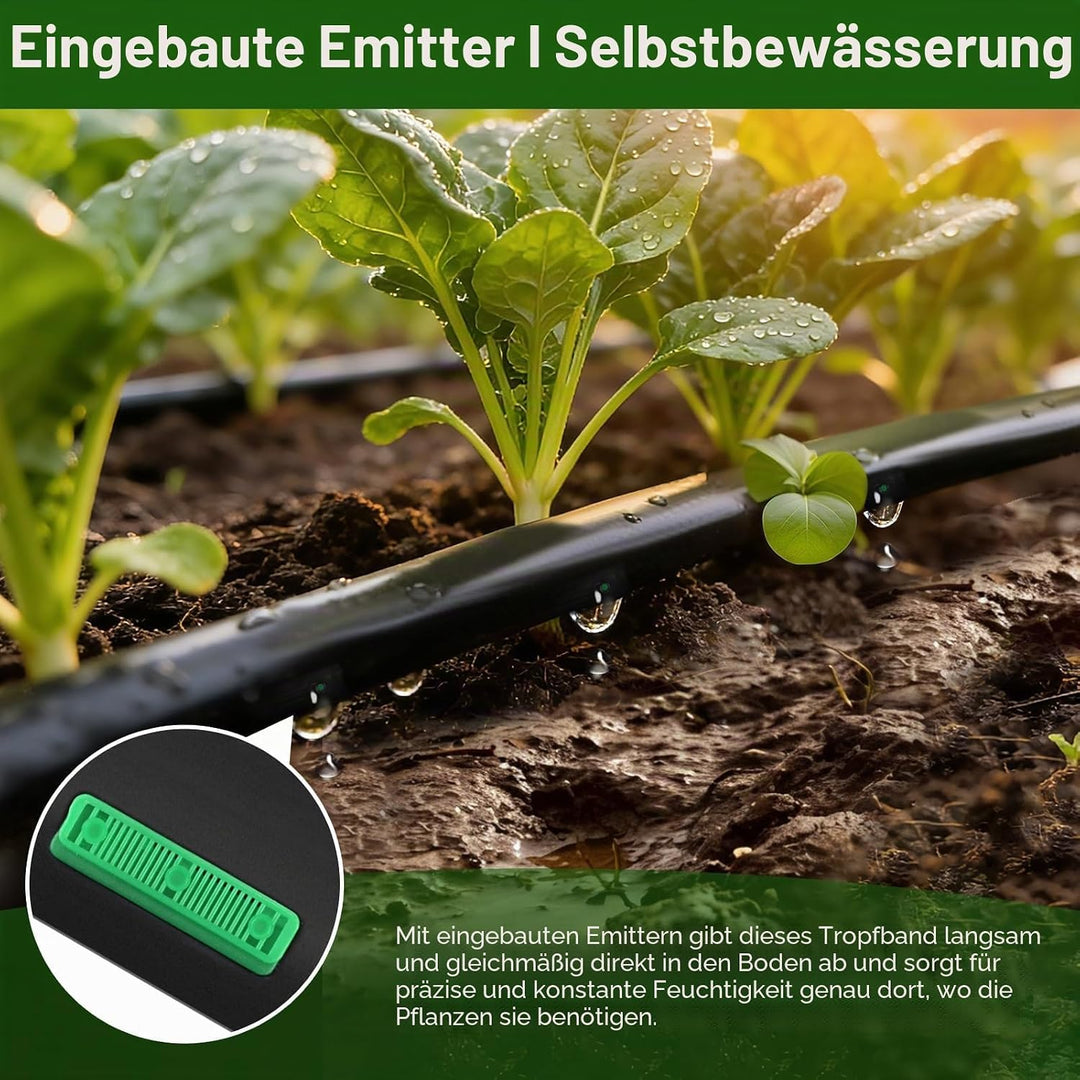 500 Fuss 5/8 Zoll Tropfbewässerungs Set, Kalolary 16 Mil Verstärkter PE Flachschlauch mit 6 Zoll Tro