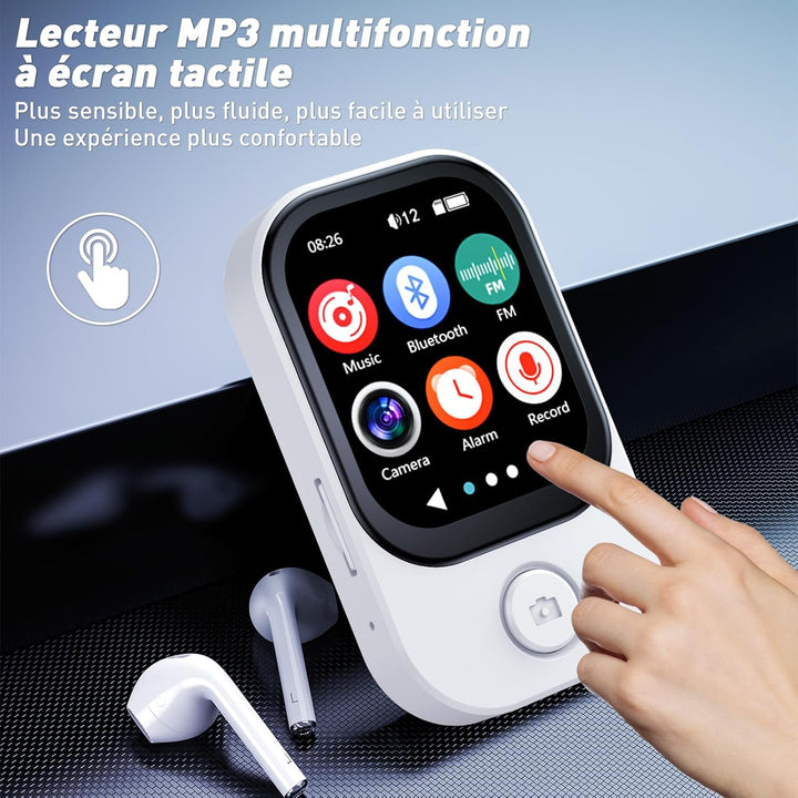 64GB MP3 Player Bluetooth 5.4 mit 180° Aufklappbar Kamera, RWSRW Mini Musik Player HD Lautsprecher F
