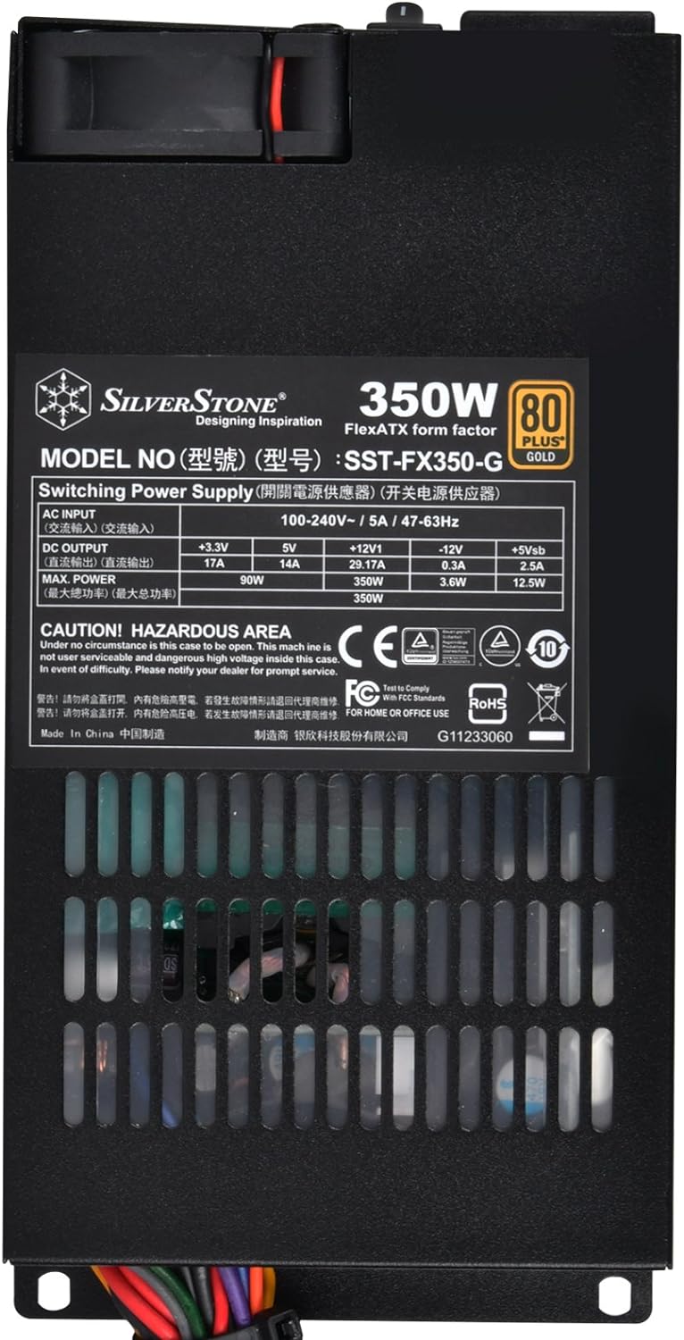 SilverStone SST-FX350-G - Flex Serie, 350W 80 Plus Gold geäuscharmes PC-Netzteil mit 40mm-Lüfter