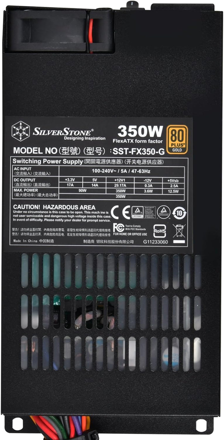 SilverStone SST-FX350-G - Flex Serie, 350W 80 Plus Gold geäuscharmes PC-Netzteil mit 40mm-Lüfter