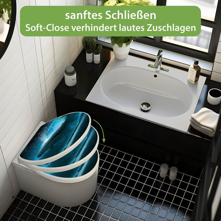 banjado Toilettendeckel mit Absenkautomatik 44,5x37cm - Soft Close Toilettensitz - WC Sitz mit Absen