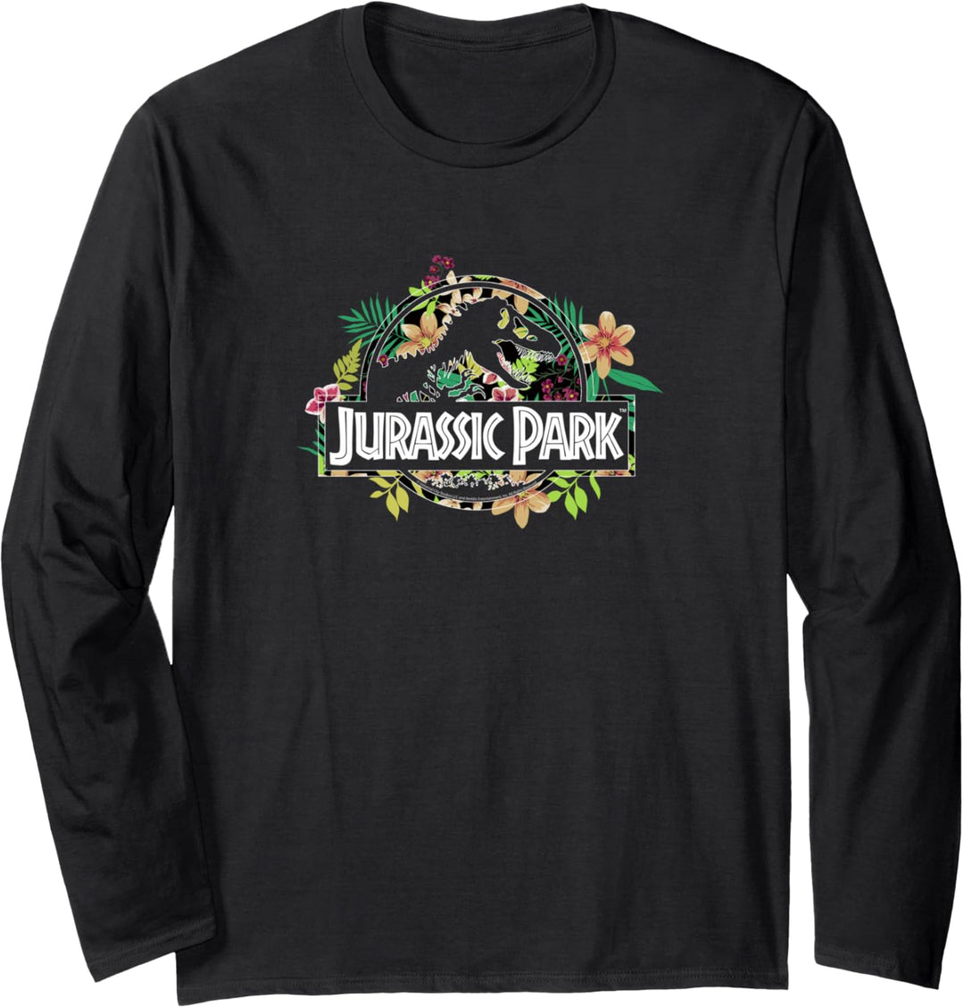 Jurassic Park Floral Tropical Fossil Logo Langarmshirt