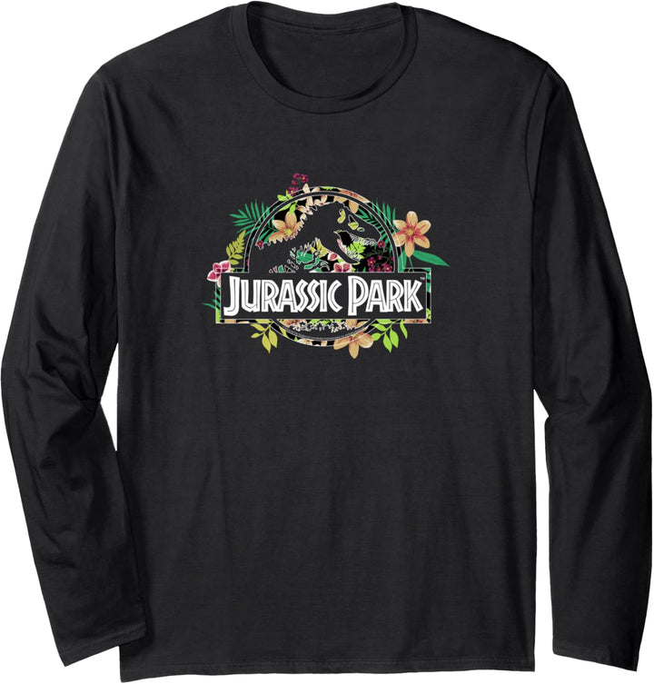 Jurassic Park Floral Tropical Fossil Logo Langarmshirt