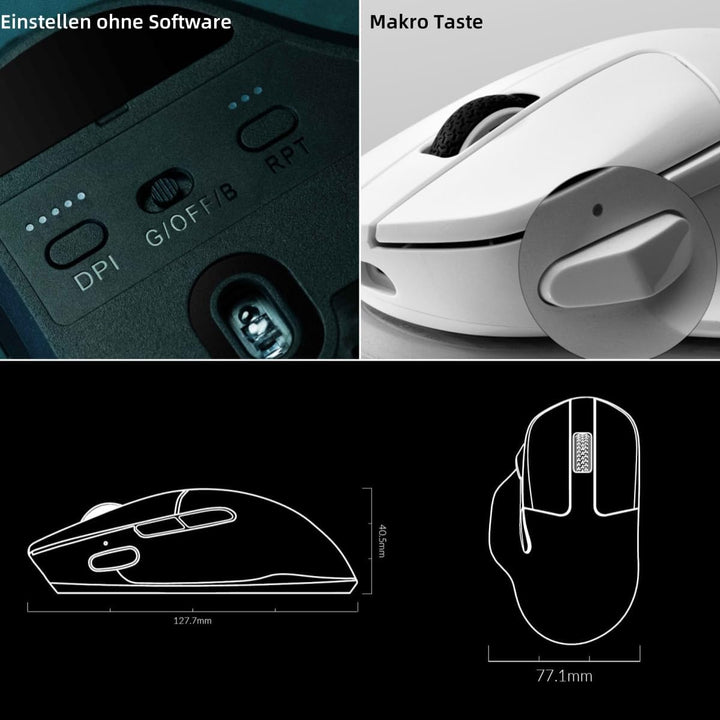 Keychron M7 8K Kabellose Gaming Maus – PixArt 3950 Sensor, 30000 DPI, 2.4G/Bluetooth/USB-C, 63g Ultr