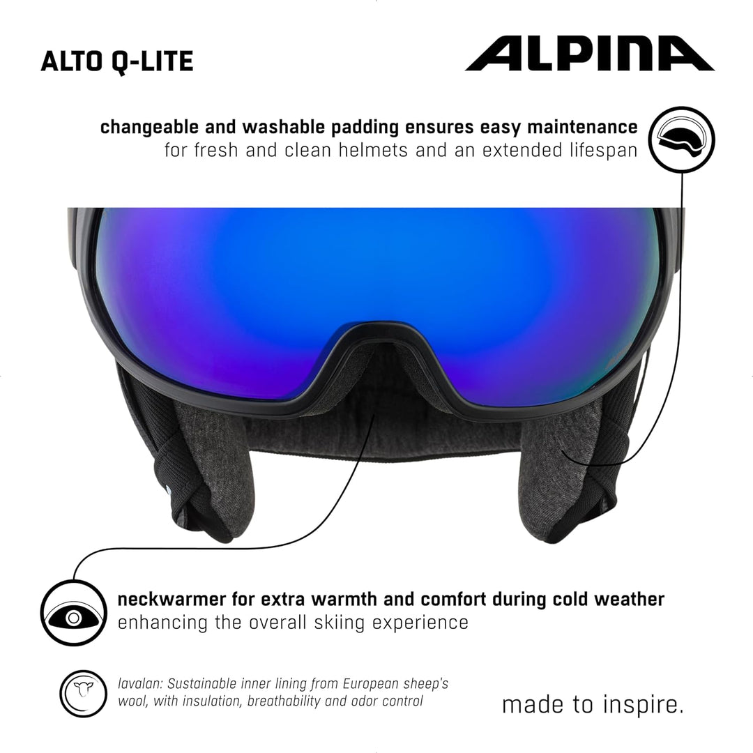ALPINA ALTO Q-LITE - Sicherer, Stossabsorbierender & Individuell Anpassbarer Skihelm Mit Kontrastver