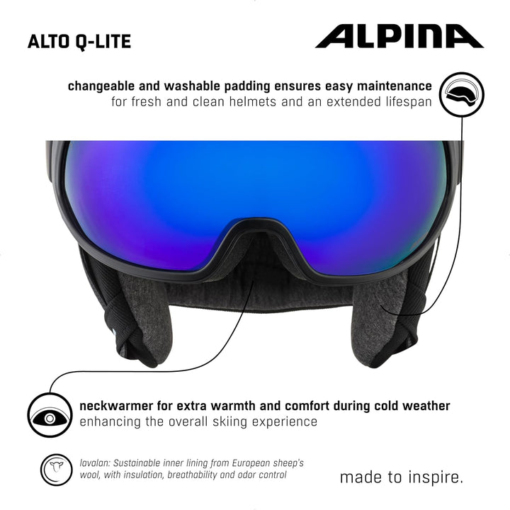 ALPINA ALTO Q-LITE - Sicherer, Stossabsorbierender & Individuell Anpassbarer Skihelm Mit Kontrastver