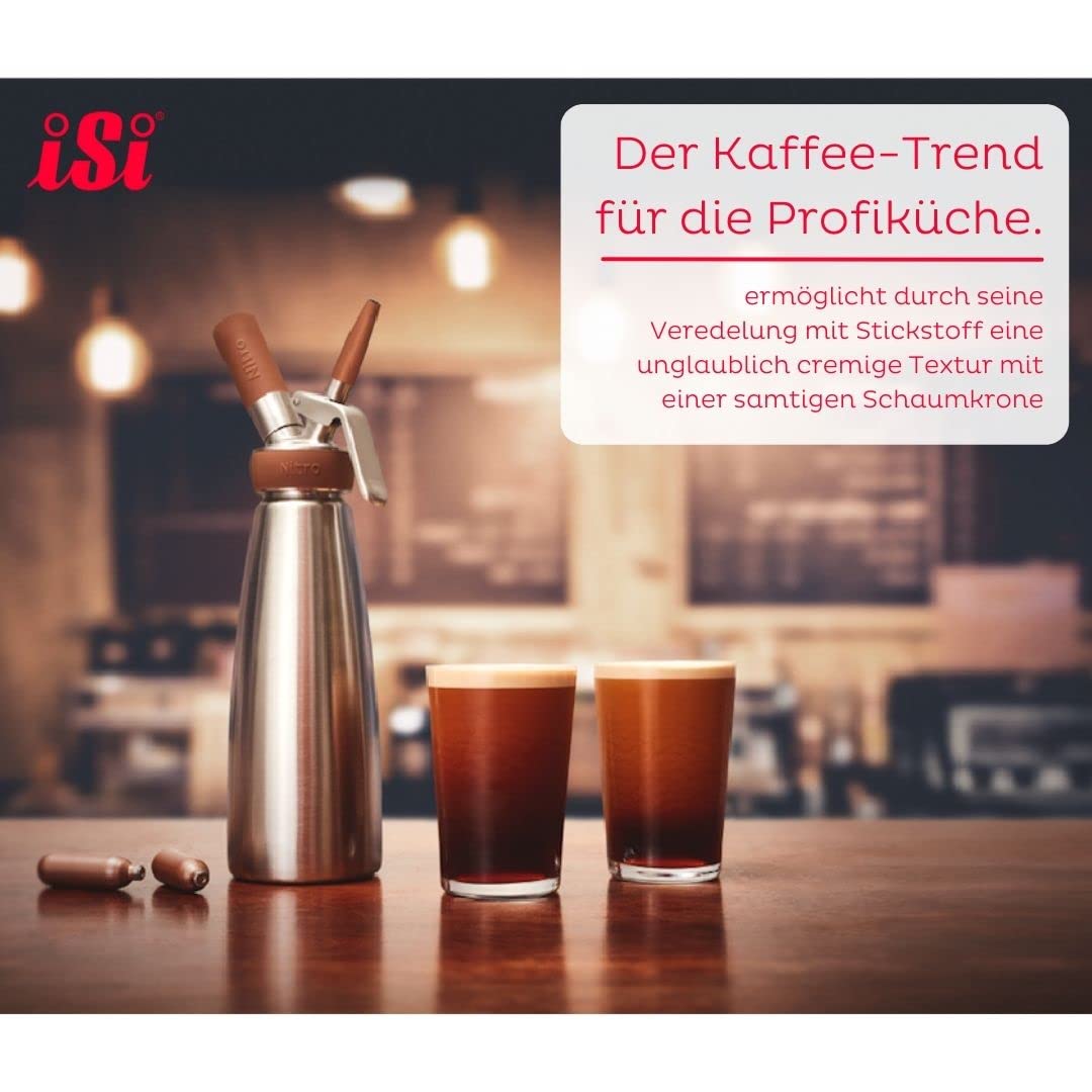 iSi 1790 Nitro Kaffeebereiter Edelstahl Rostfrei, 1 L, Kalt gebrühter Kaffee mit Stickstoff veredelt