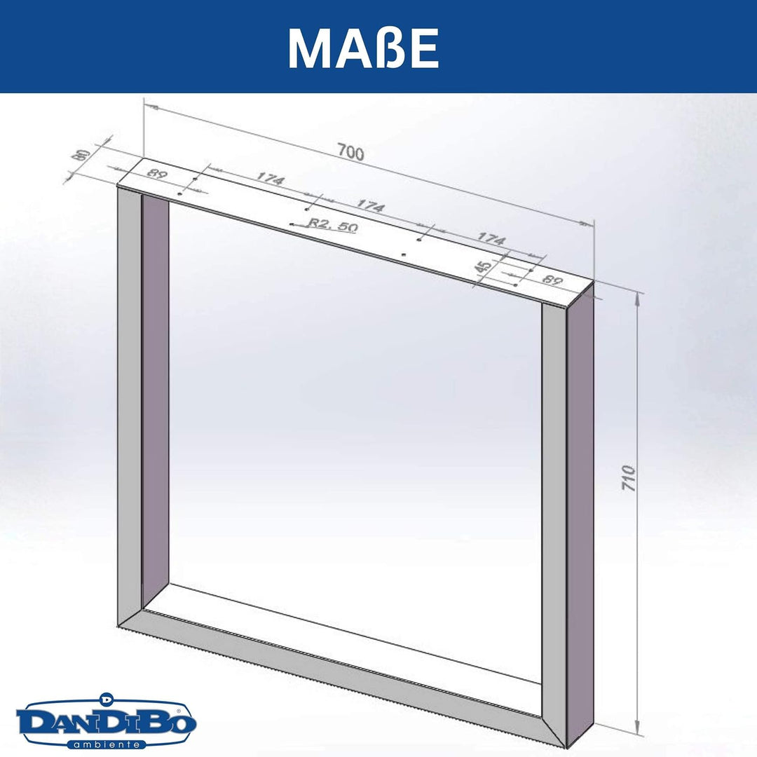 DanDiBo 2X Tischbeine Metall Schwarz 72 x 70 cm Tischgestell Höhenverstellbar 96661 Tischfüsse Möbel