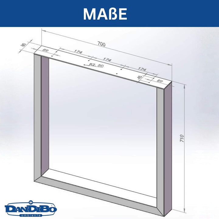 DanDiBo 2X Tischbeine Metall Schwarz 72 x 70 cm Tischgestell Höhenverstellbar 96661 Tischfüsse Möbel