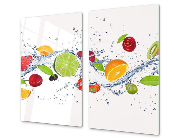 Küchenbrett aus Hartglas und Induktionskochplattenabdeckung – Schneideplatten SINGLE mit 60 x 52 cm
