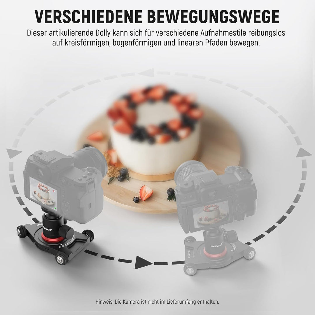 NEEWER Kamera Slider Dolly mit Kugelkopf und Telefonklemme, 4 rädriger Tisch Dolly mit 360° Panorama