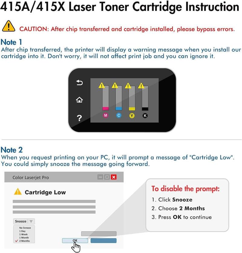 Cool Toner Kompatible für HP 415A 415X Multipack Tonerkartusche Ersatz für W2030A W2030X W2031A W203