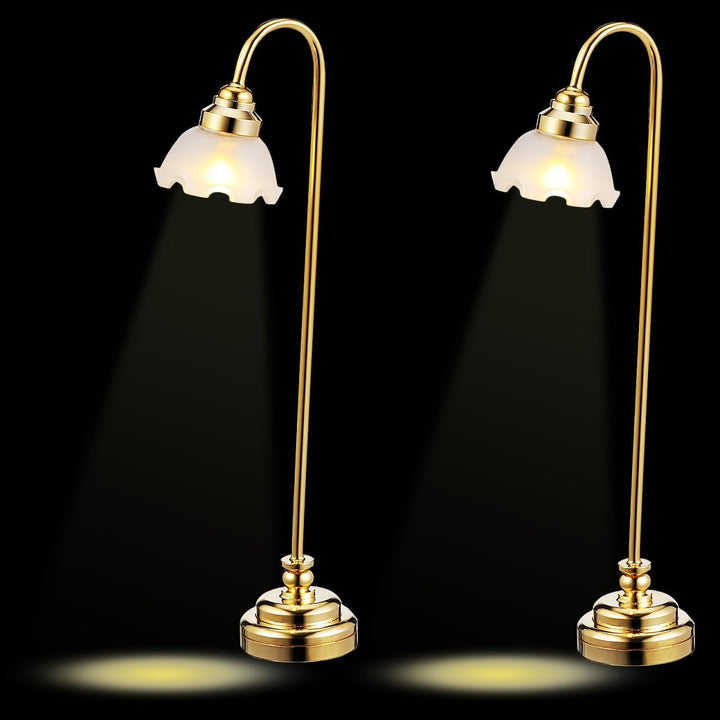 OSALADI Mini-Puppenhauslampe 2 Stück Batteriebetriebene Miniatur Tischlampen Mit Blumenschirm Für Pu