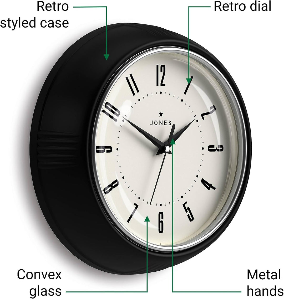 JONES CLOCKS® Ketchup-Wanduhr, Retro-Design, perfekt für die Küche, Heimbüro, Schlafzimmer 25cm (Sch