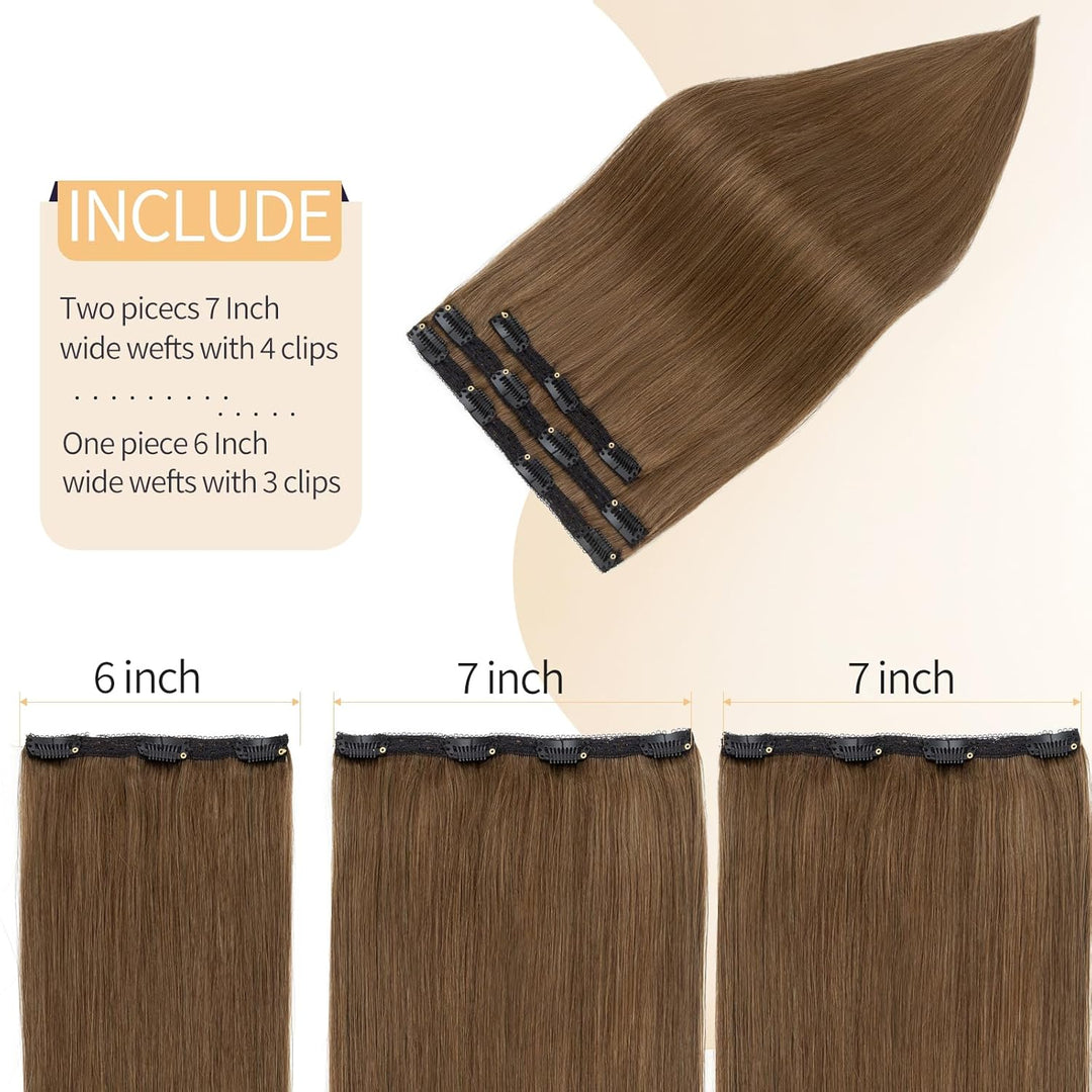 S-noilite Clip in Extensions Echthaar Schokoladenbraun 25cm 56g Extensions Clip in Echthaar Haarverl