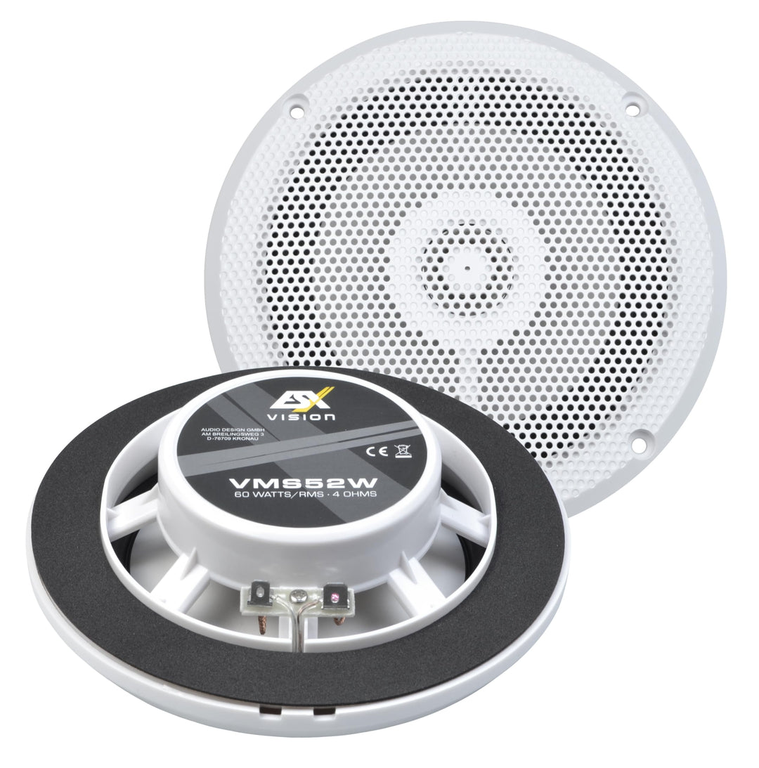 ESX VMS-52W - weisser 13 cm 2-Wege-Koax für Marine/Outdoor/Caravan | extrem flach - Einbautiefe 2,5