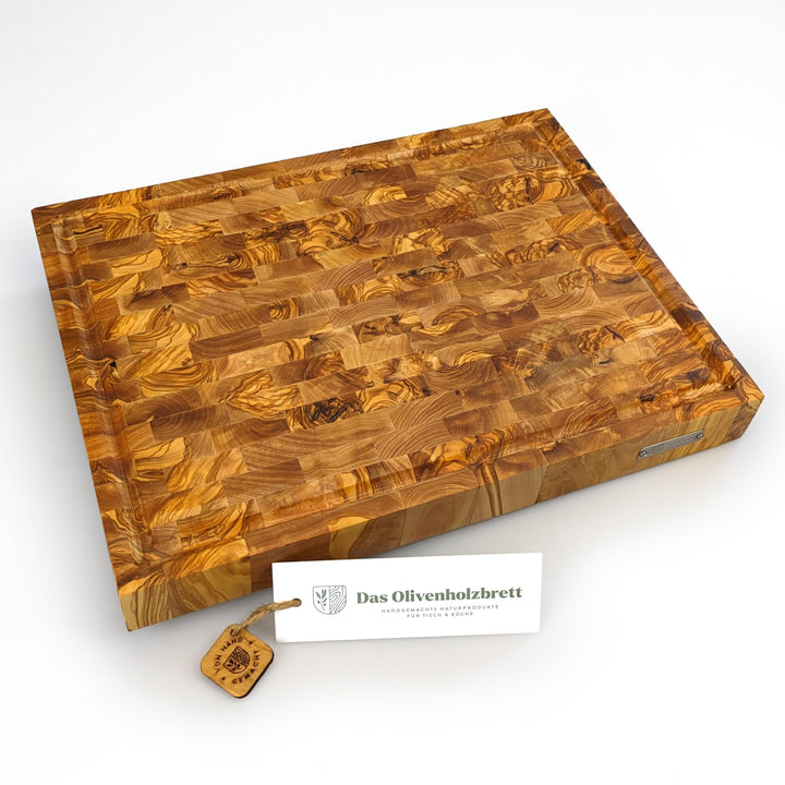 DAS OLIVENHOLZBRETT® Exklusives Mosaik Schneidebrett Mit Saftrille / Hirnholzbrett Aus Olivenholz /